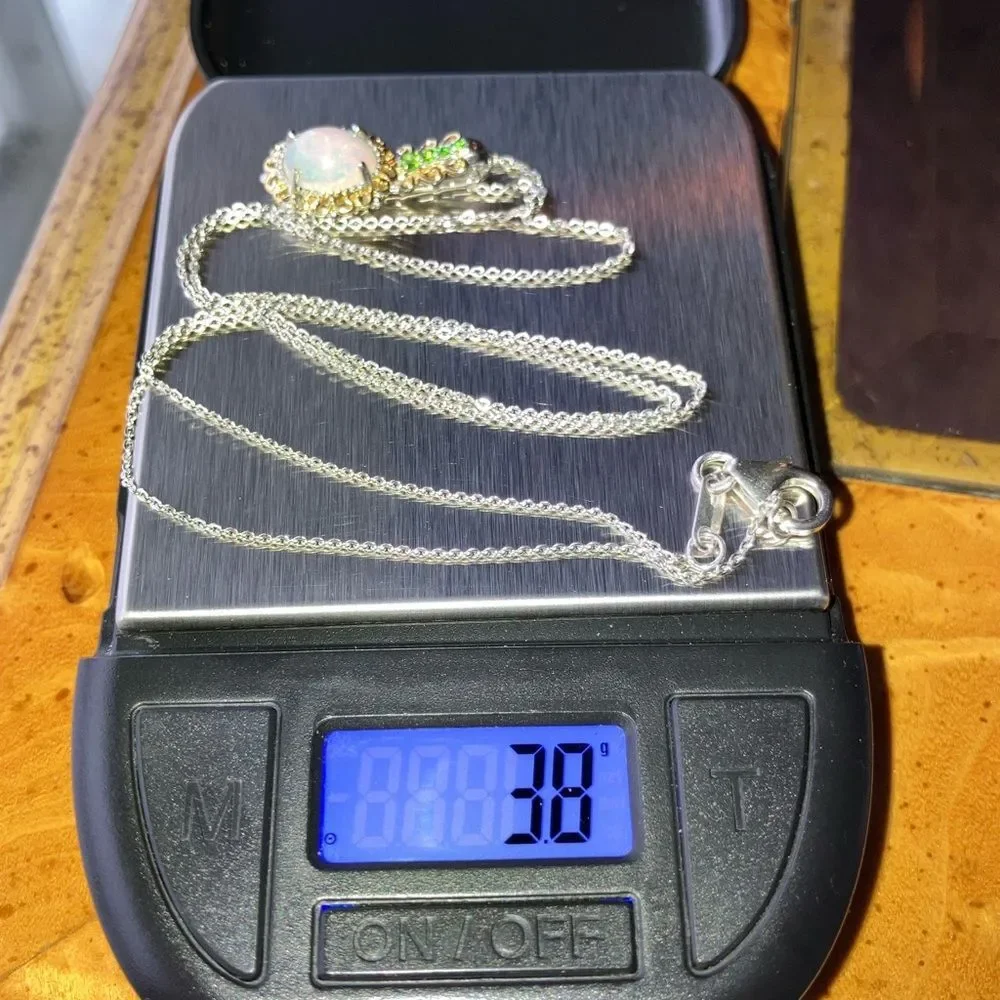 Natural Ethiopian Opal Chrome Diopside Necklace